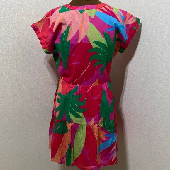 Vineyard Vines La Palmeraie Tiered Cotton Mini Dress in Tropical Floral Size XS - Picture 6 of 8